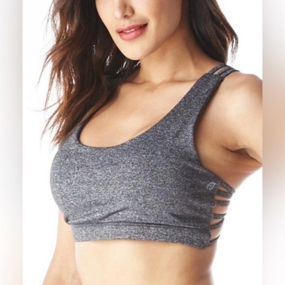 POPULAR BASICS Charcoal Strap-Back Sports Bra, XL - Picture 2 of 8